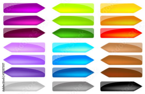 Set colored Arrows, glass effect, in vector