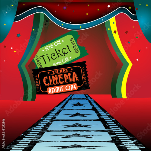 Cinema stage with tickets