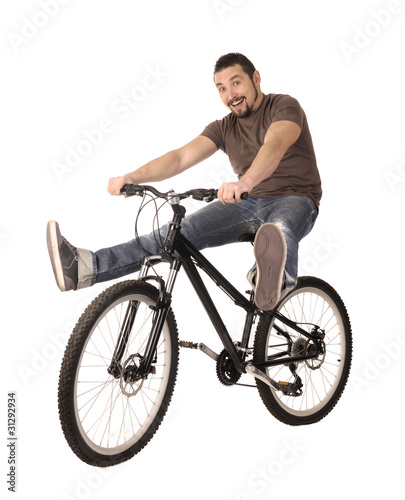 bicyclist on white.
