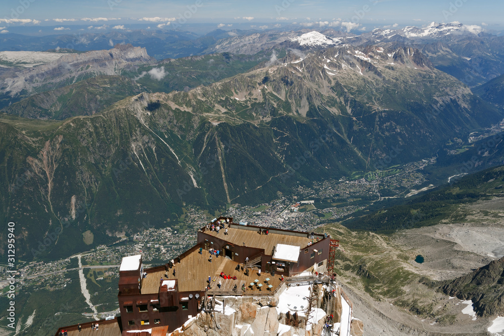 Chamonix, aerial view from Mont-Blanc, France