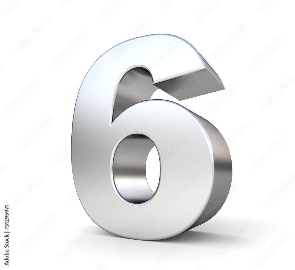3D metal number 6 3D metal number 6