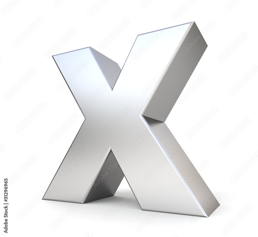 Premium PSD  3d symbol made of transformed silver letter x