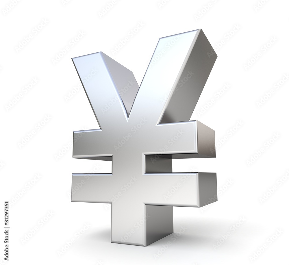 Obraz premium 3d metal yen symbol