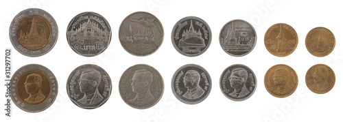 Thai Coins Isolated on White