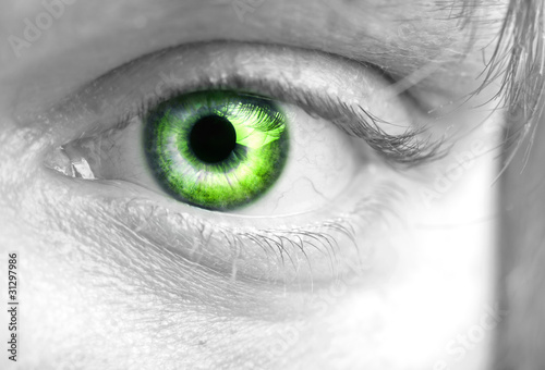 Εκτύπωση καμβά Mans green eye closeup