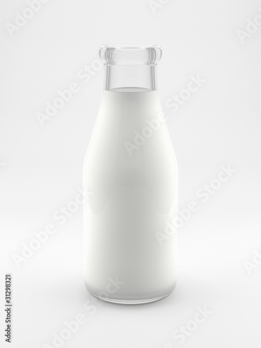 A render of an open classic milk bottle