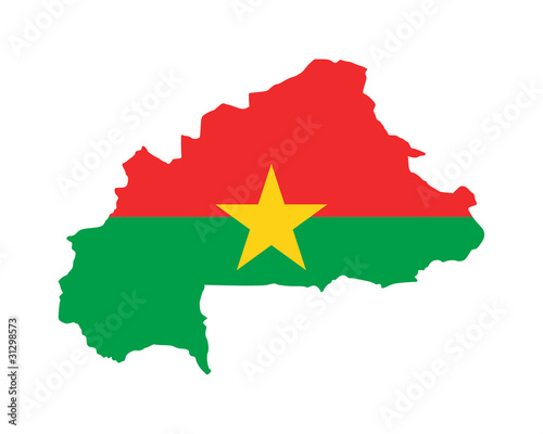 Burkino Faso flag on map