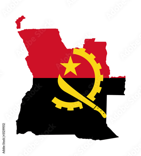 Angola flag on map photo