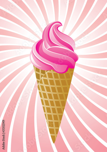 vector icecream cone on retro background