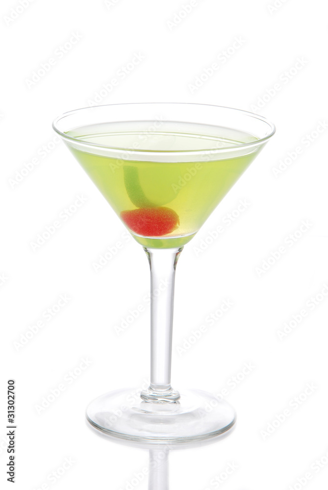 Green Cosmopolitan martini cocktail with vodka