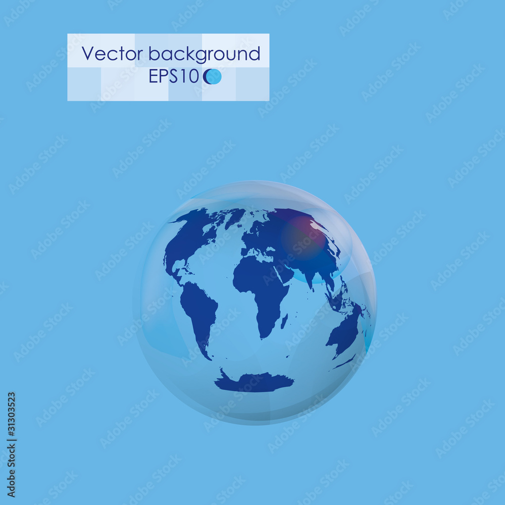 Planet earth on the blue background