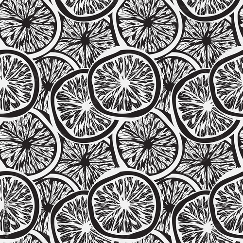 seamless background with  monochrome abstract lemon slices