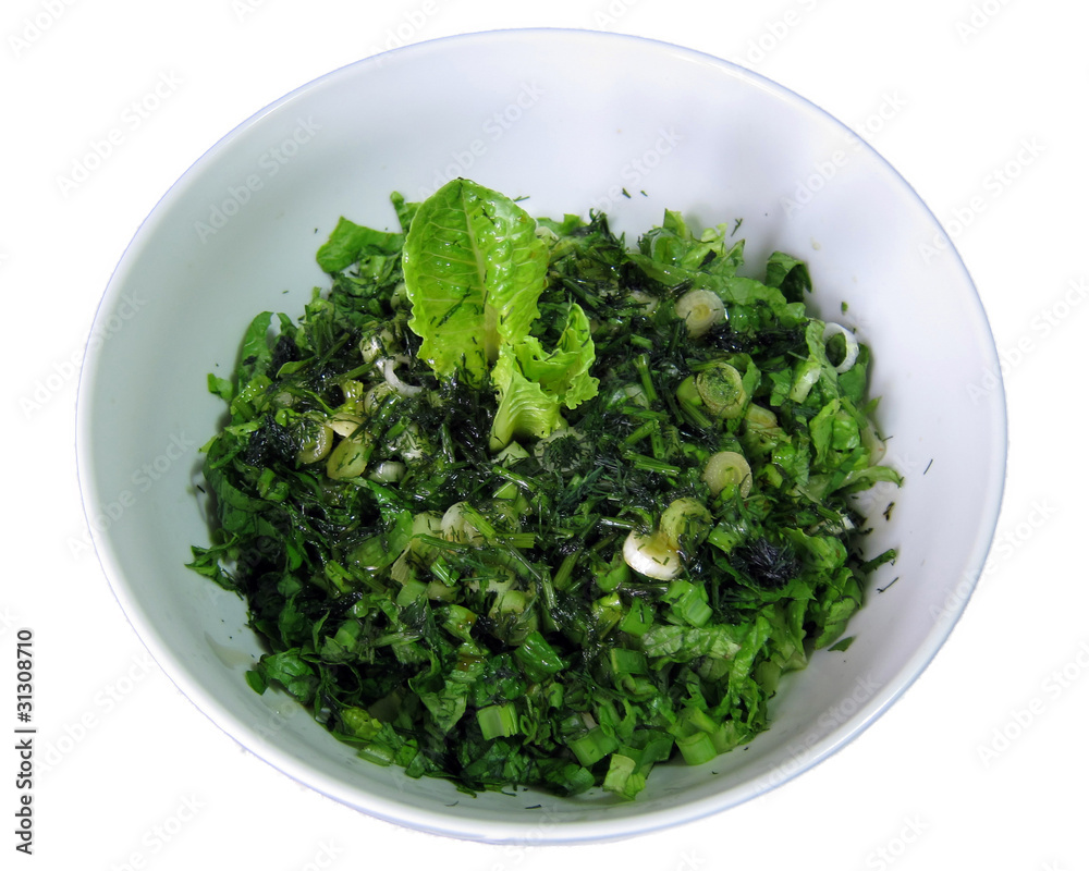 green salad plate closeup, background green salad plate closeup, background