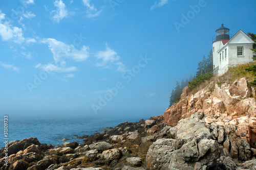 Picturesque Bass Harbor lighthouse on Mt Desert island, Maine photo