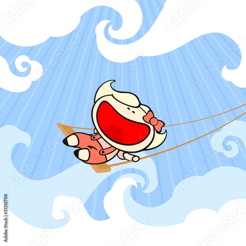 Girl at a seesaw