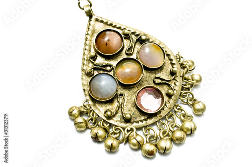 Antique necklace pendant with gems