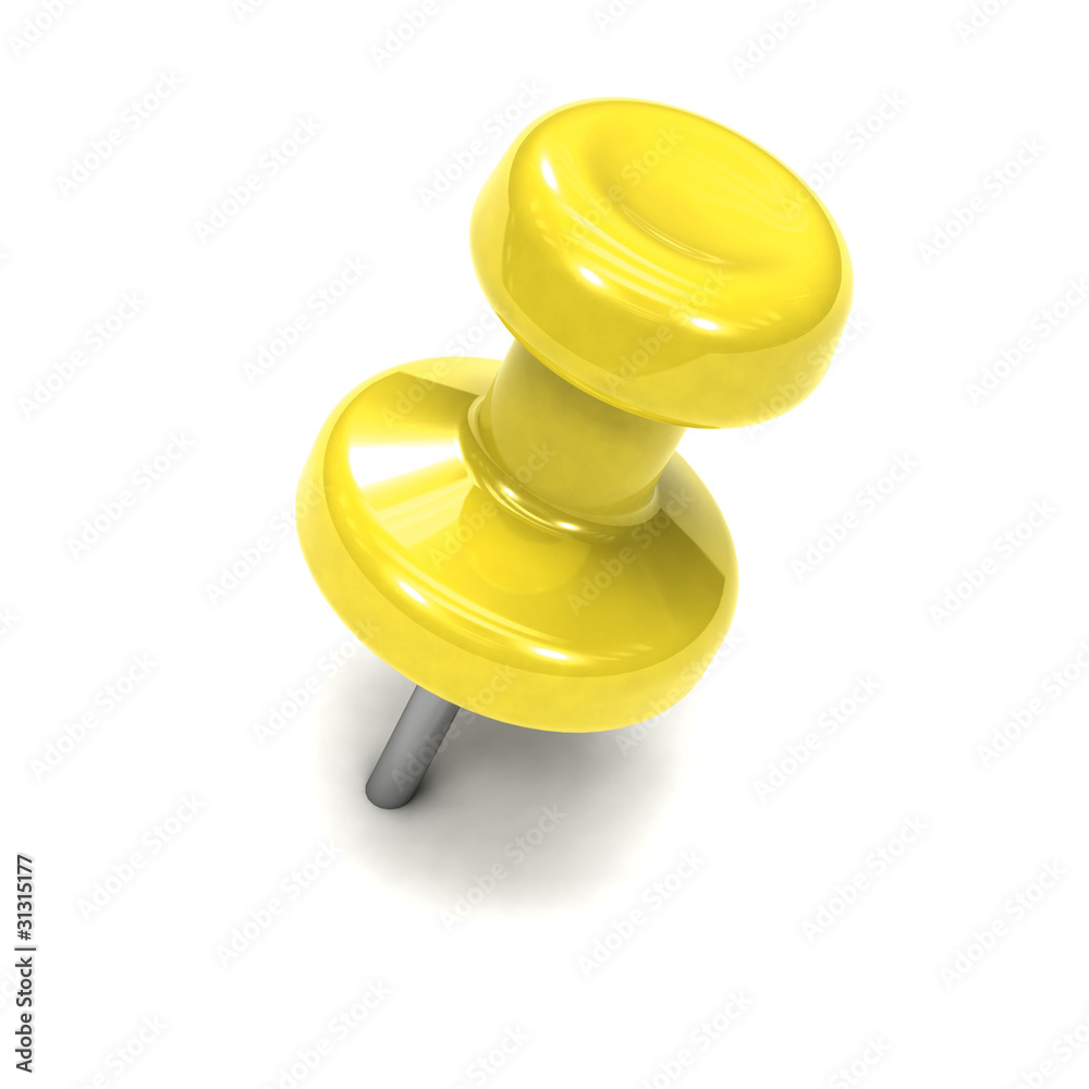 3d Yellow thumb tack