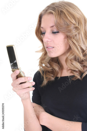 Blonde woman with phone