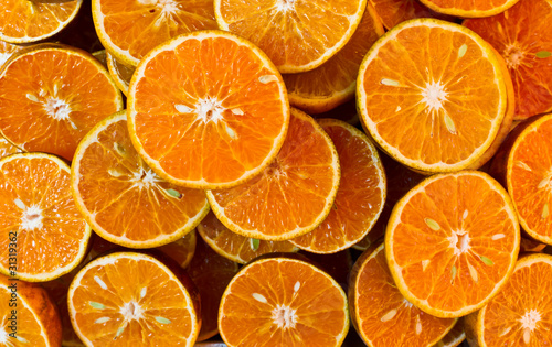 Half cutting orange background