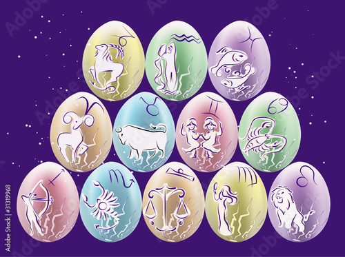 Easter eggs with Zodiac signs