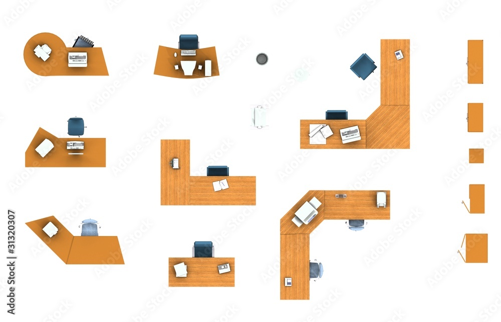 floor plan, office furniture set Stock Illustration Adobe Stock