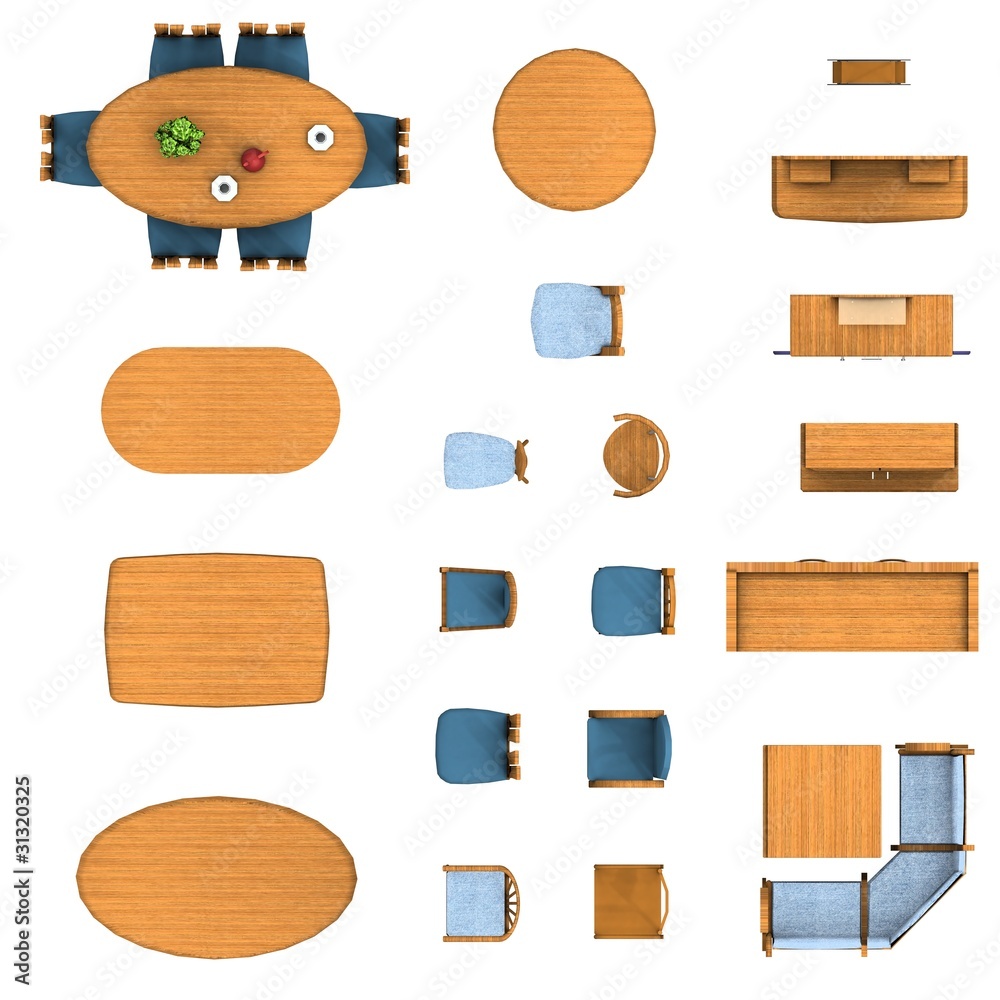 floor plan, dining room furniture set Stock Illustration | Adobe Stock