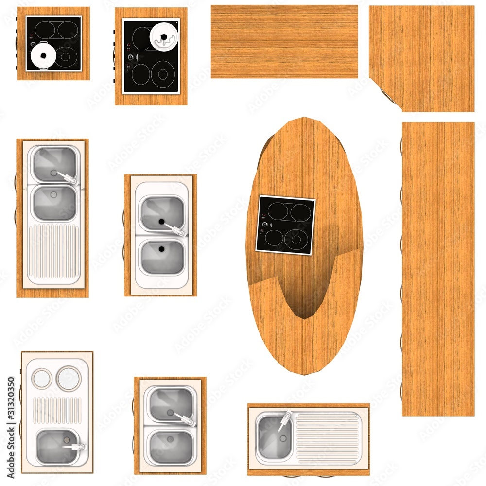 floor plan, kitchen furniture set Stock Illustration | Adobe Stock