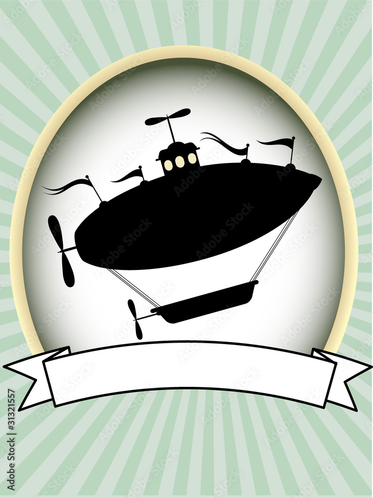 Product label silhouette fantasy airship blank Product label silhouette fantasy airship blank