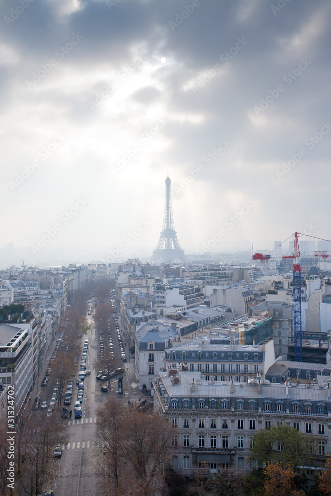 view from the Arc de Triumph across Paris