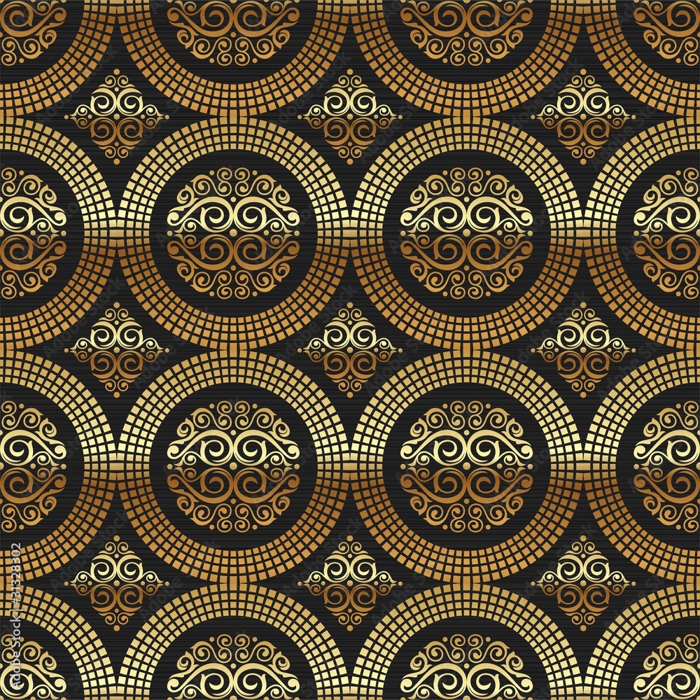 Vector seamless background - decorative golden pattern