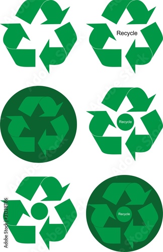 Design elements of green recycle arrows