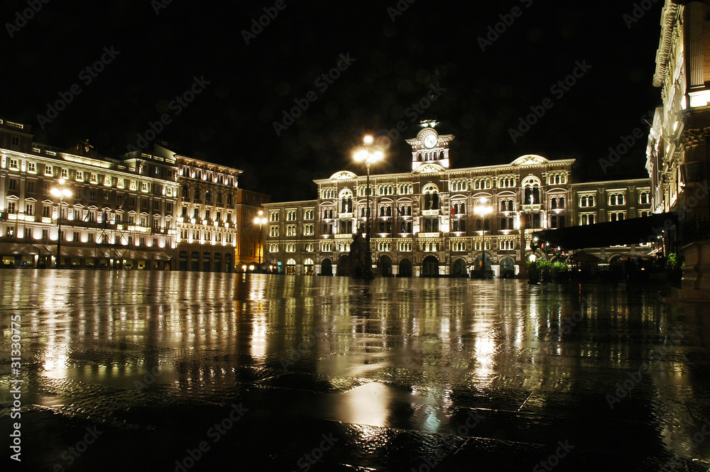 Italy, Trieste, piazza Unita  d'Italia by night