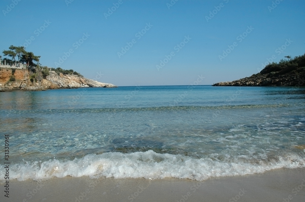 Lagoon and beautiful coastline of the greek island of Thassos