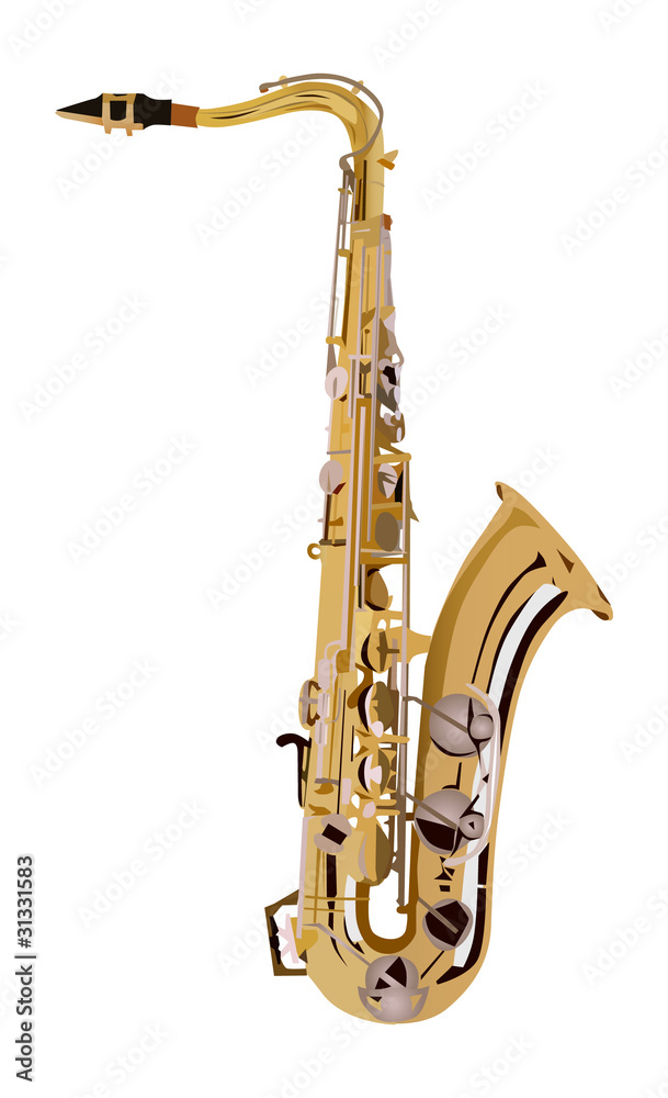 Naklejka premium illustration with golden saxophone
