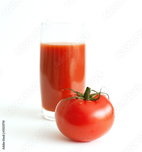 tomato and glass of tomato juice
