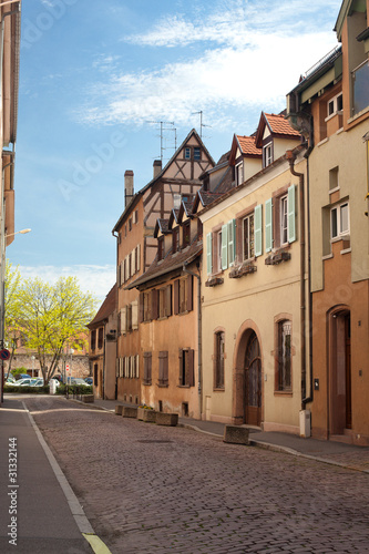 an empty street of french old town