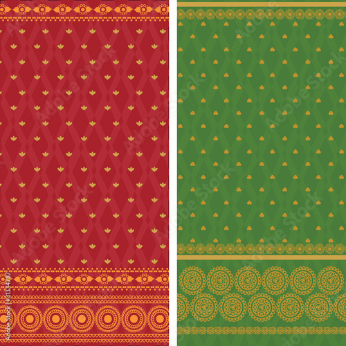 Indian Sari textile design, elaborate and easily editable