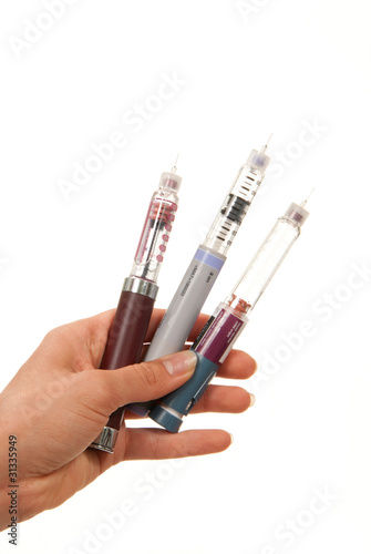 Diabetes insulin Hand with syringes pen injector