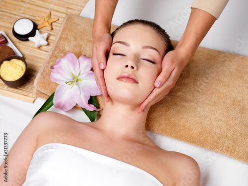 Massage for the skin on face in beauty salon