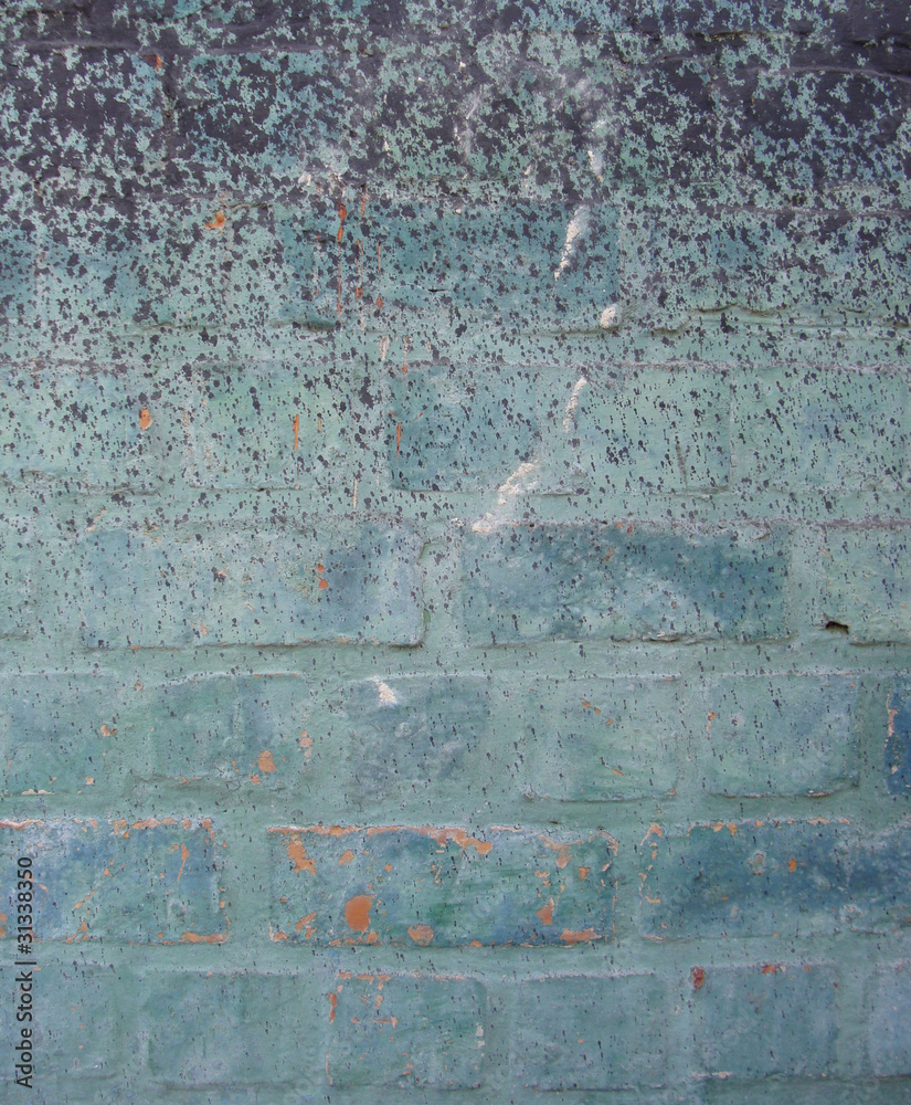 blue painted brick wall with grunge and spray-paint blue painted brick wall with grunge and spray-paint