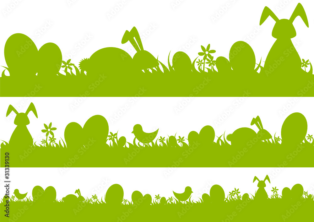 Easter banner set, Easter landscape border