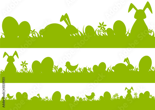 Easter banner set, Easter landscape border