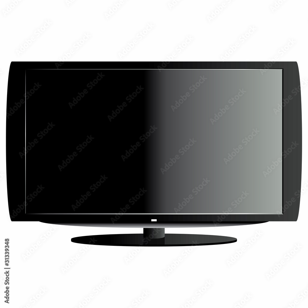 Modern LCD TV set on white background. Modern LCD TV set on white background.