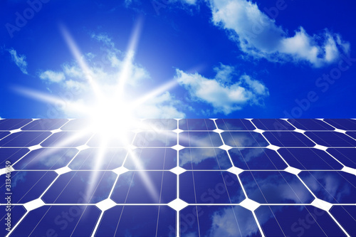 solar panels with sun