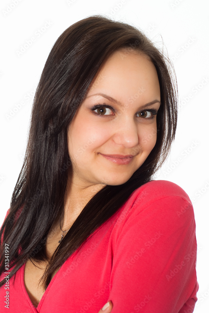 beautiful girl in the red