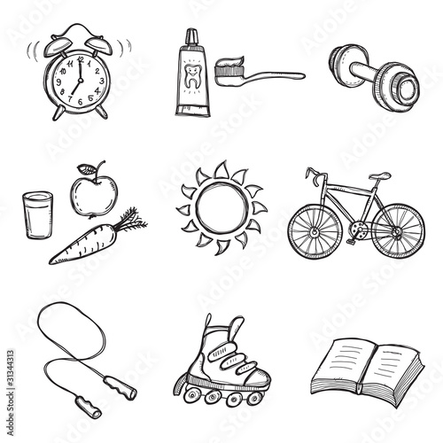 Set of Healthy Lifestyle Elements