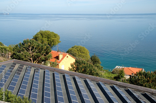 Solar panels and sea, Bergeggi, Italy