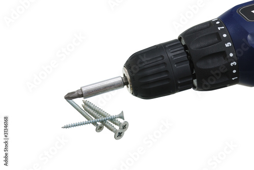 Closeup of screwdriver and screws