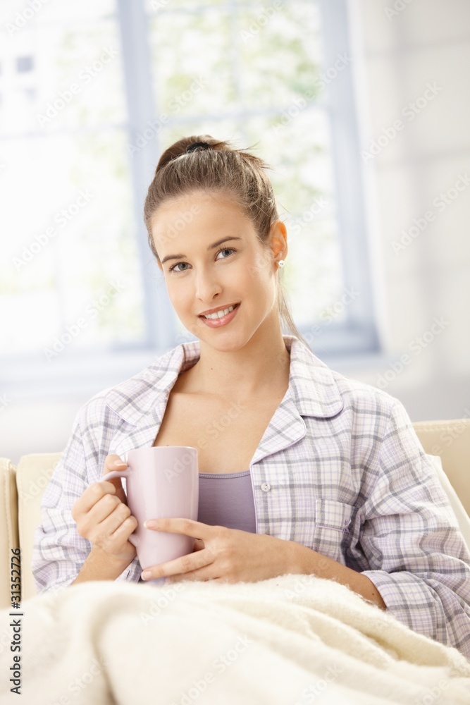 Happy woman with morning coffee Happy woman with morning coffee