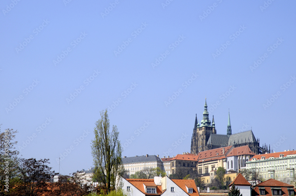 Prague Castle from the River Vltava in Czech Republic